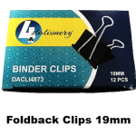Fold back Clips 19mm - Box of 12's
